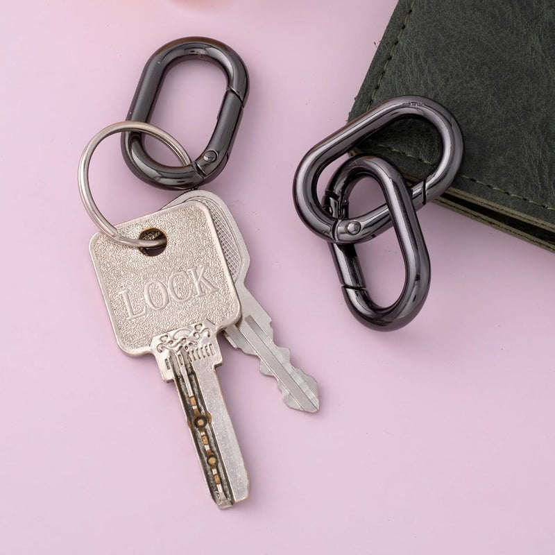 STSTR 3pcs Oval Spring Ring Clips, Metal Keyring Purse Clip, Heavy Duty Opening O Ring Carabiner for Keychains,Backpacks, Keys - Image 4